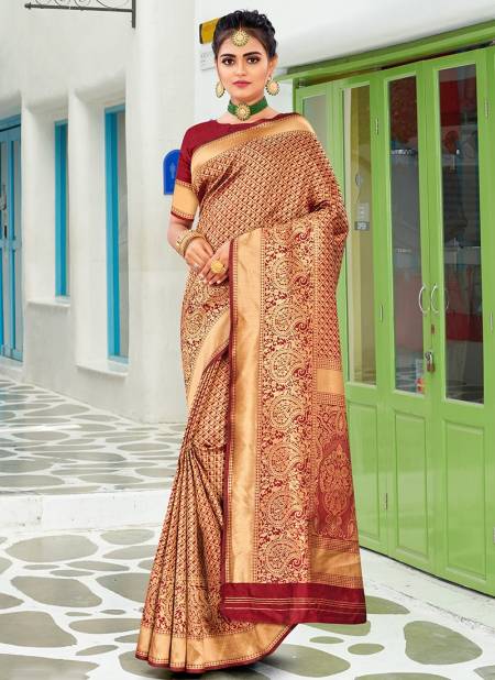 Maroon Colour Santraj New Fancy Ethnic Wear Banarasi Silk Designer Saree Collection 1019
